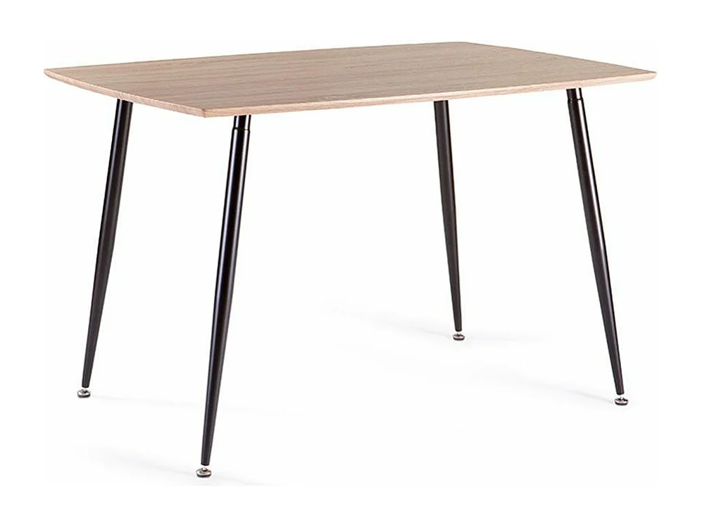 Mesa de comedor de 120x80x75 cm en color roble y patas negras Bratislava