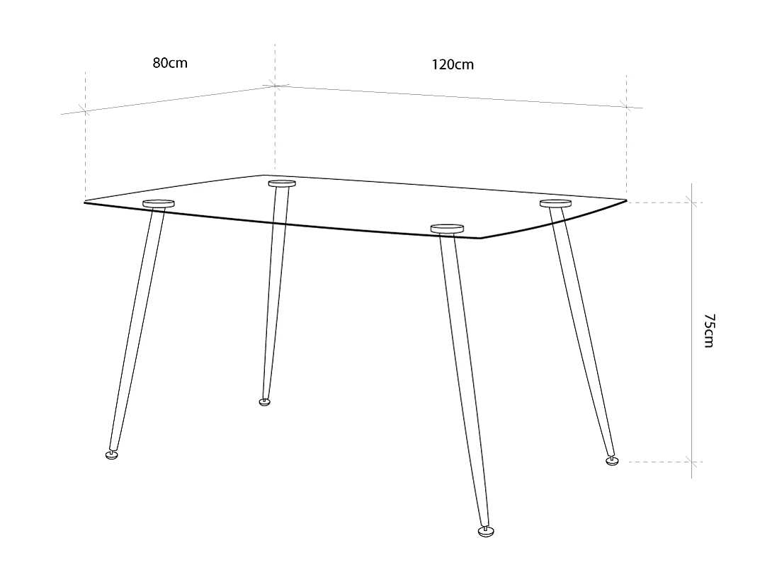 Mesa de comedor de 120x80x75 cm en color roble y patas negras Bratislava