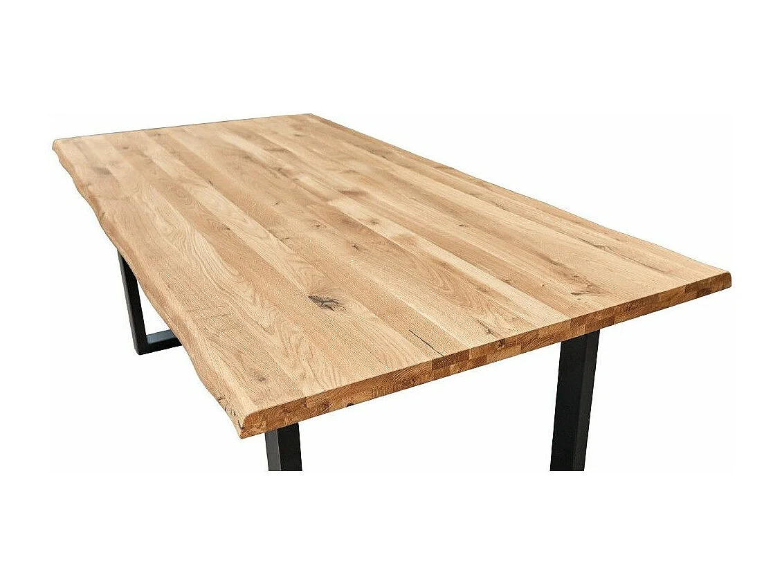 Mesa de comedor nórdica de 75x200x100 cm con sobre de madera y patas metálicas Derby