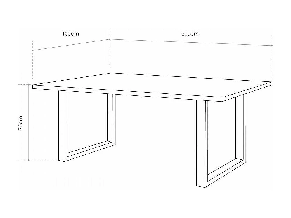 Mesa de comedor nórdica de 75x200x100 cm con sobre de madera y patas metálicas Derby