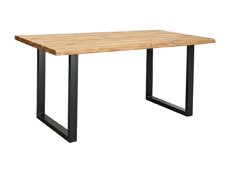 Mesa de comedor nórdica de 75x200x100 cm con sobre de madera y patas metálicas Derby