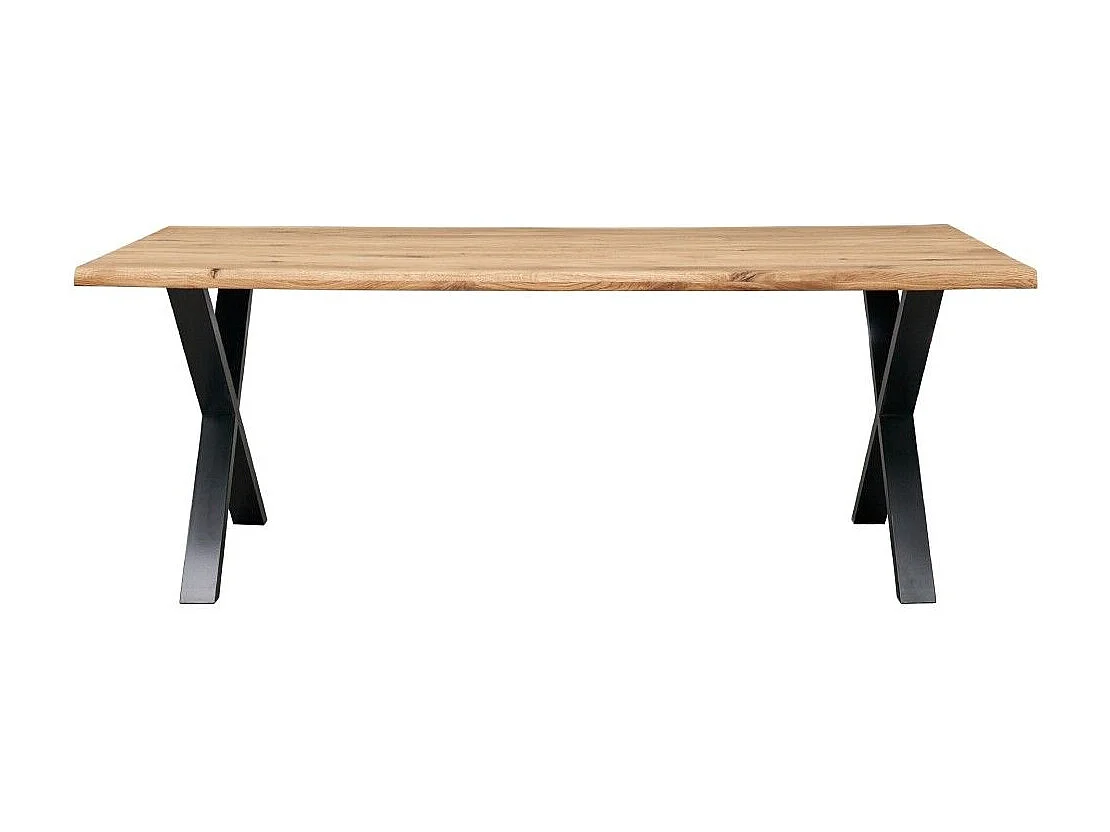 Mesa de comedor industrial de 75x200x100 cm con sobre de madera y patas metálicas Lincoln