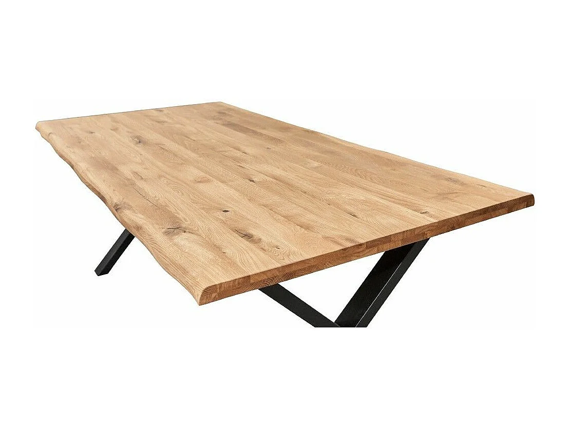 Mesa de comedor industrial de 75x200x100 cm con sobre de madera y patas metálicas Lincoln