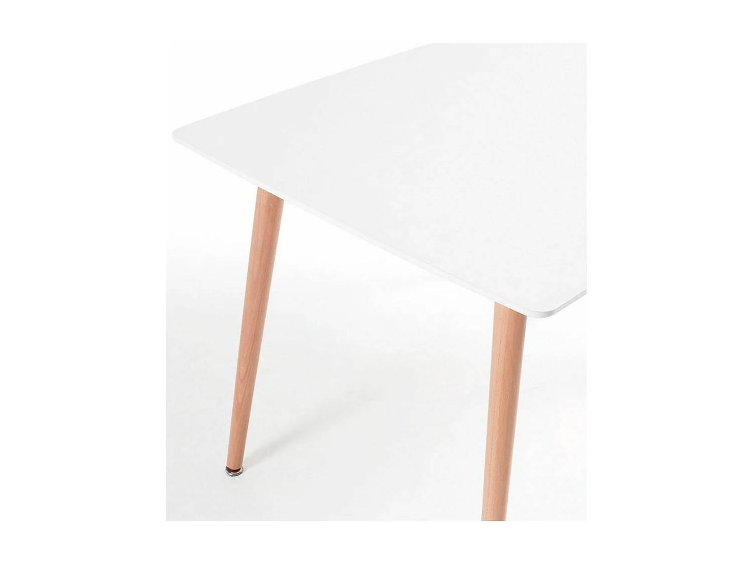 Mesa de comedor rectangular de 75x120x80 cm en color blanco con patas de madera Nórdica