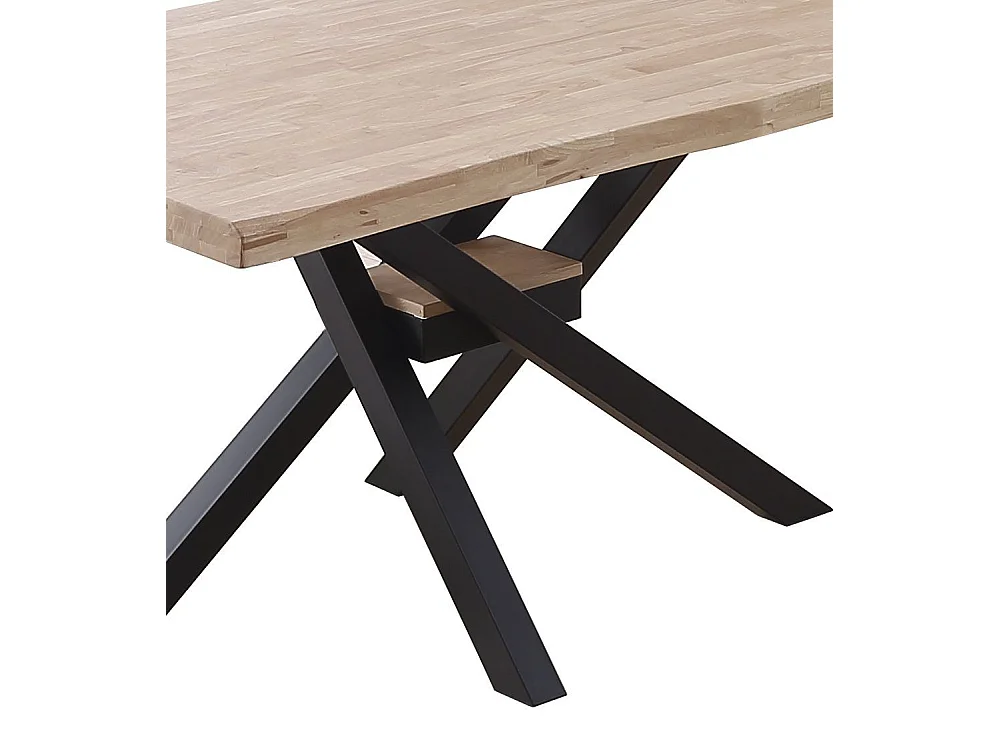 Mesa de comedor de 76x150x90 cm en color roble nordish y patas metálicas negras Gael