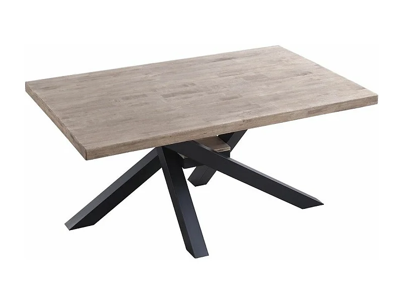 Mesa de comedor de 76x160x100 cm en color roble honey y patas metálicas negras Gael