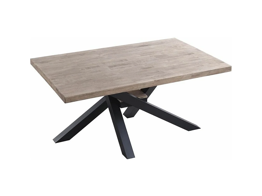 Mesa de comedor de 76x160x100 cm en color roble honey y patas metálicas negras Gael