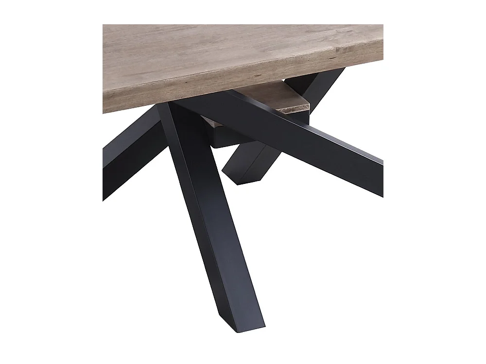 Mesa de comedor de 76x160x100 cm en color roble honey y patas metálicas negras Gael