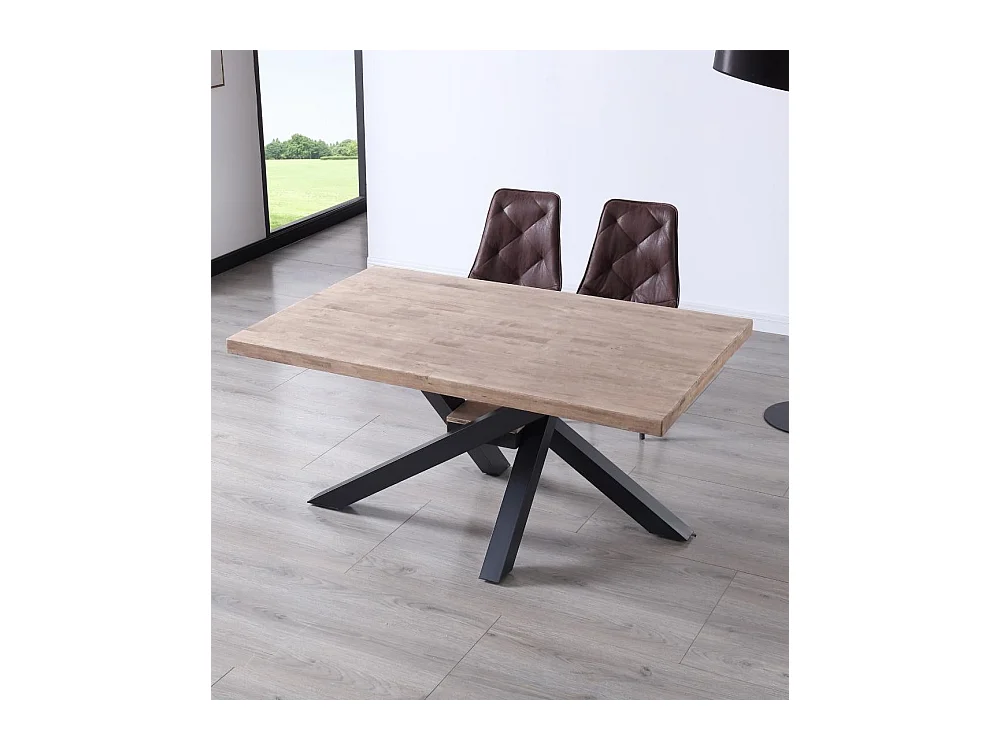 Mesa de comedor de 76x160x100 cm en color roble honey y patas metálicas negras Gael