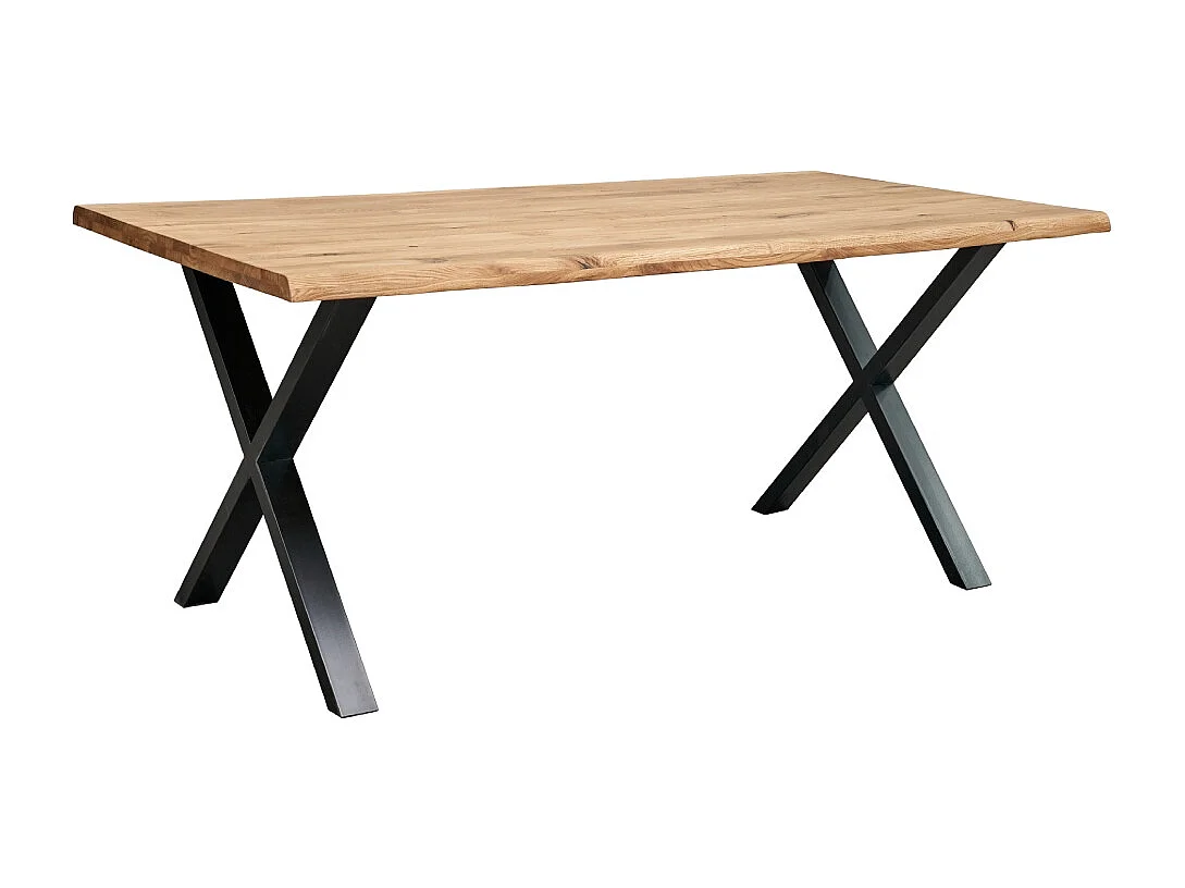 Mesa de comedor industrial de 75x160x90 cm con sobre de madera y patas metálicas Lincoln