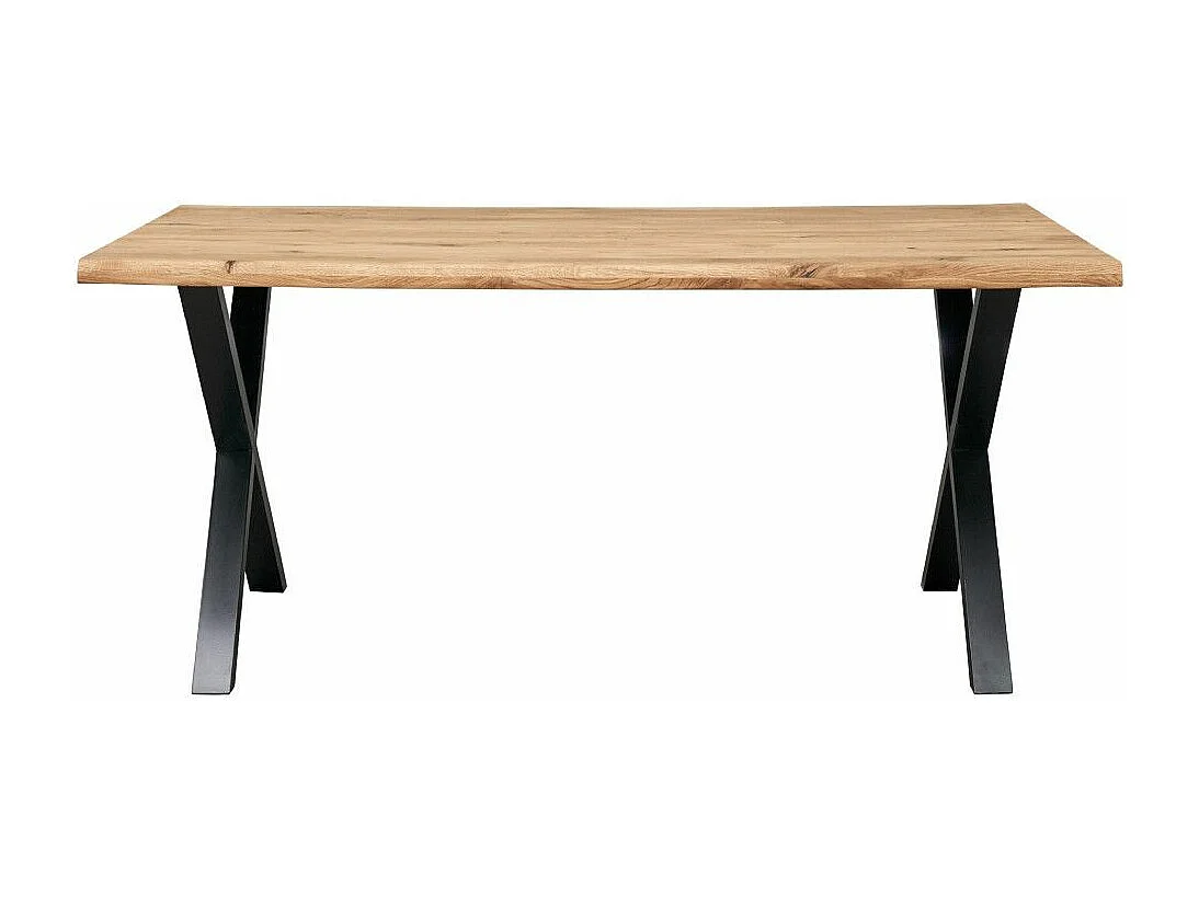 Mesa de comedor industrial de 75x160x90 cm con sobre de madera y patas metálicas Lincoln