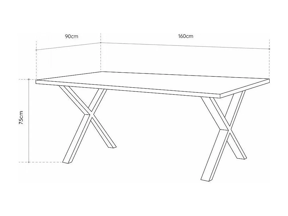 Mesa de comedor industrial de 75x160x90 cm con sobre de madera y patas metálicas Lincoln