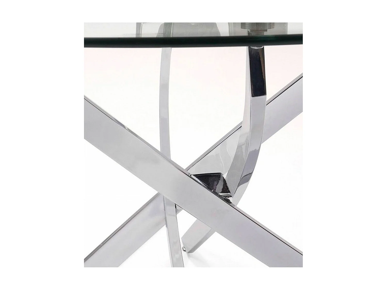 Mesa de comedor redonda de 110x73 cm en color transparente y patas metálicas Dan