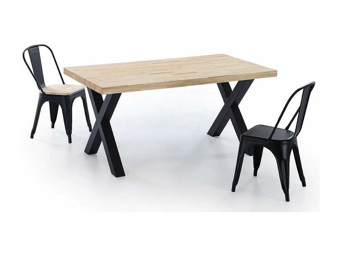 Mesa de comedor estilo industrial de 160x90x76 cm de madera y patas negras en 'X' Darek