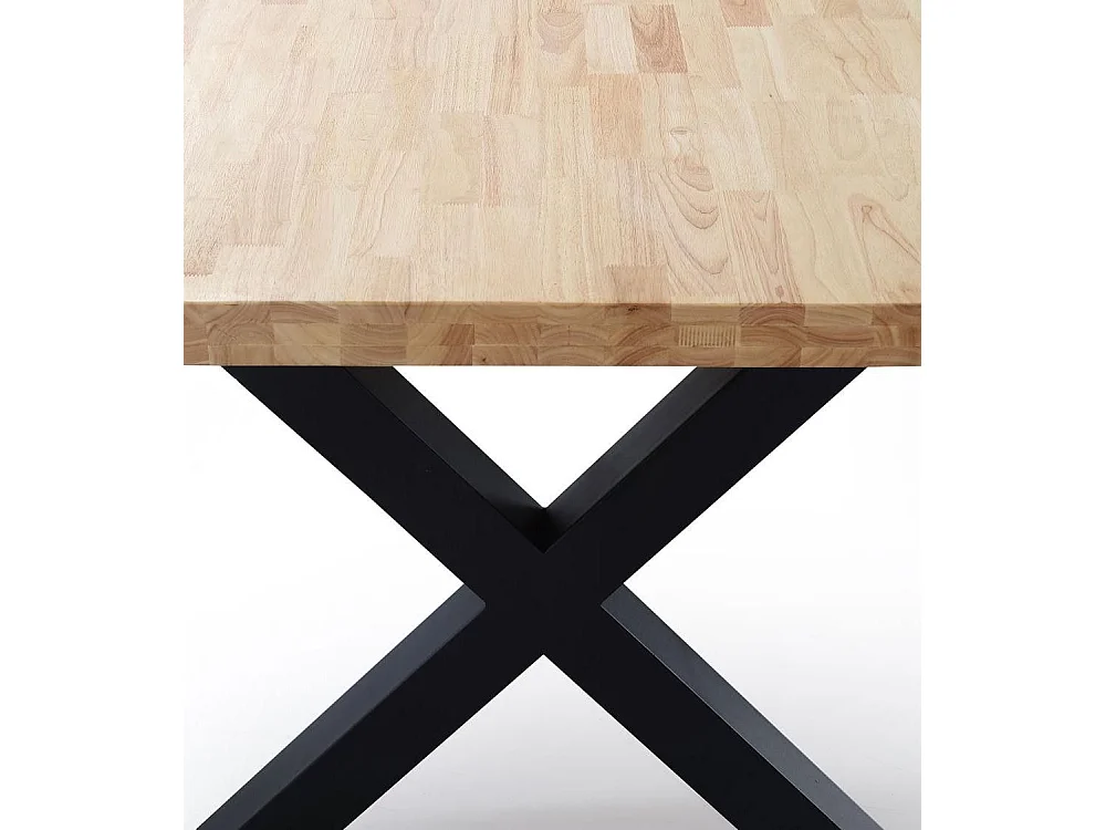 Mesa de comedor estilo industrial de 160x90x76 cm de madera y patas negras en 'X' Darek