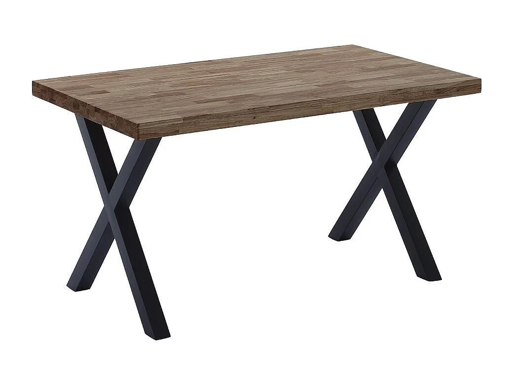 Mesa de comedor estilo industrial de 140x80x76 cm de madera y patas negras en 'X' Darek