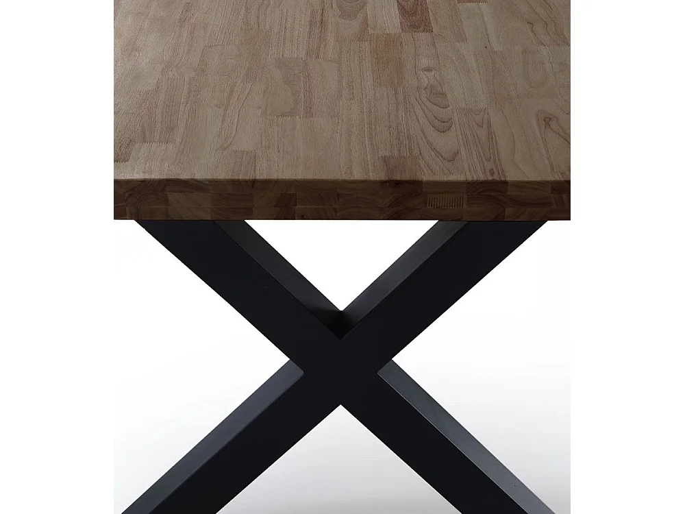 Mesa de comedor estilo industrial de 140x80x76 cm de madera y patas negras en 'X' Darek