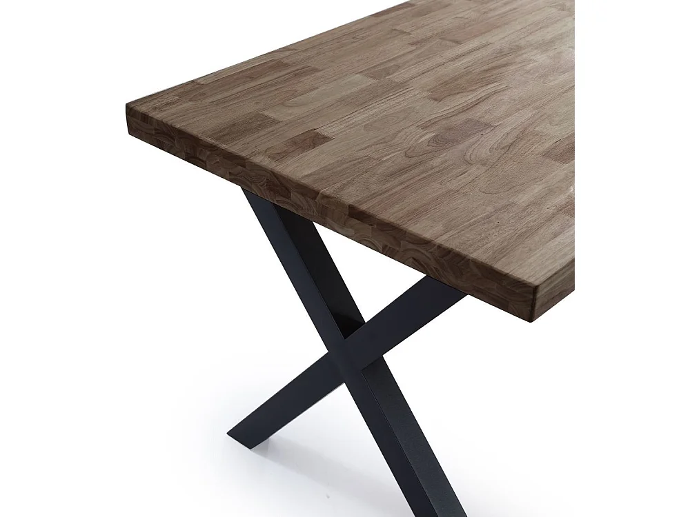 Mesa de comedor estilo industrial de 140x80x76 cm de madera y patas negras en 'X' Darek