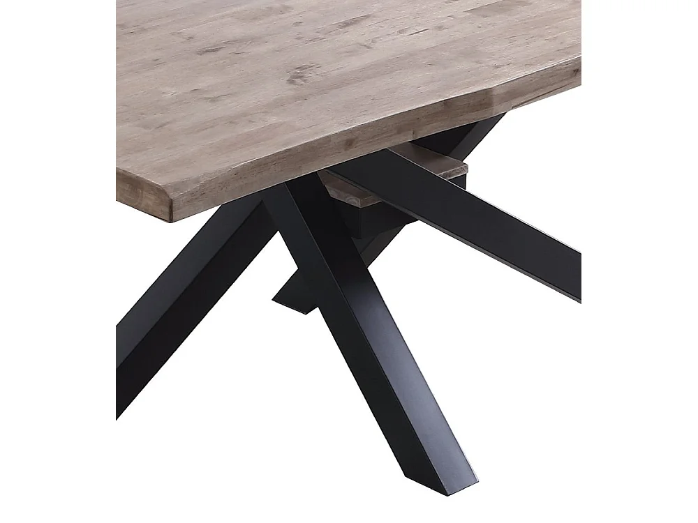 Mesa de comedor de 76x180x100 cm en color roble honey y patas metálicas negras Gael