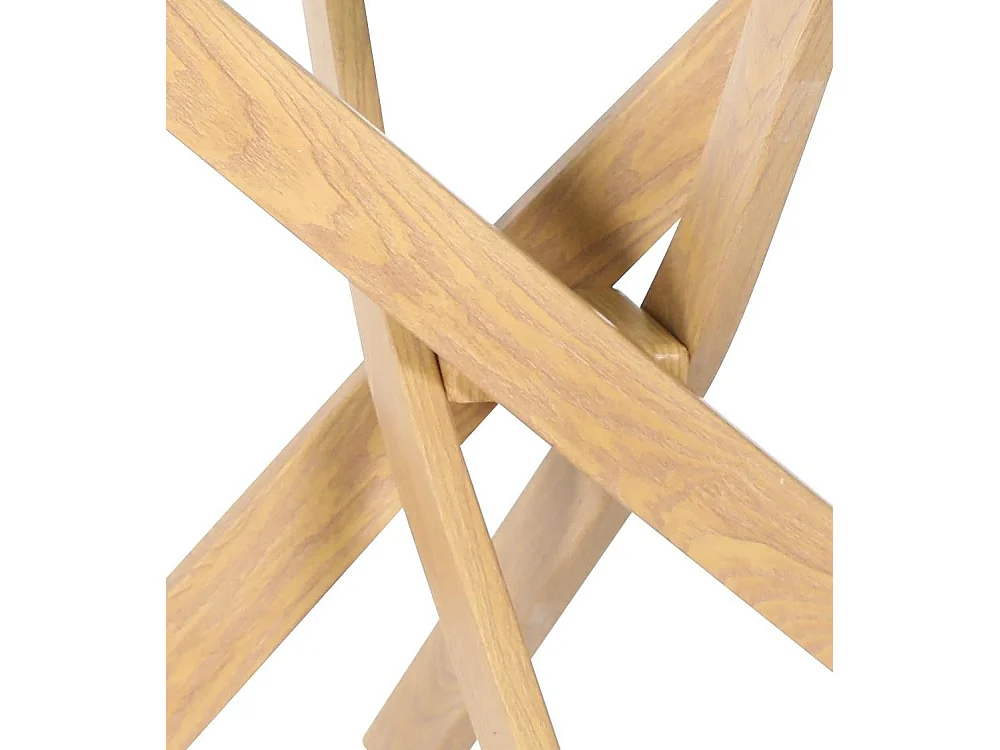 Mesa de comedor redonda de 73x110 cm con sobre de cristal y patas de madera Dan