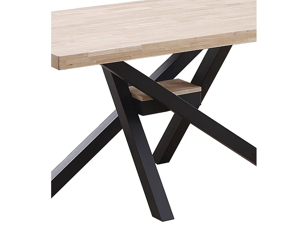 Mesa de comedor de 76x140x80 cm en color roble nordish y patas metálicas negras Gael