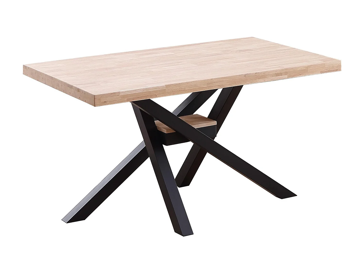 Mesa de comedor de 76x140x80 cm en color roble nordish y patas metálicas negras Gael