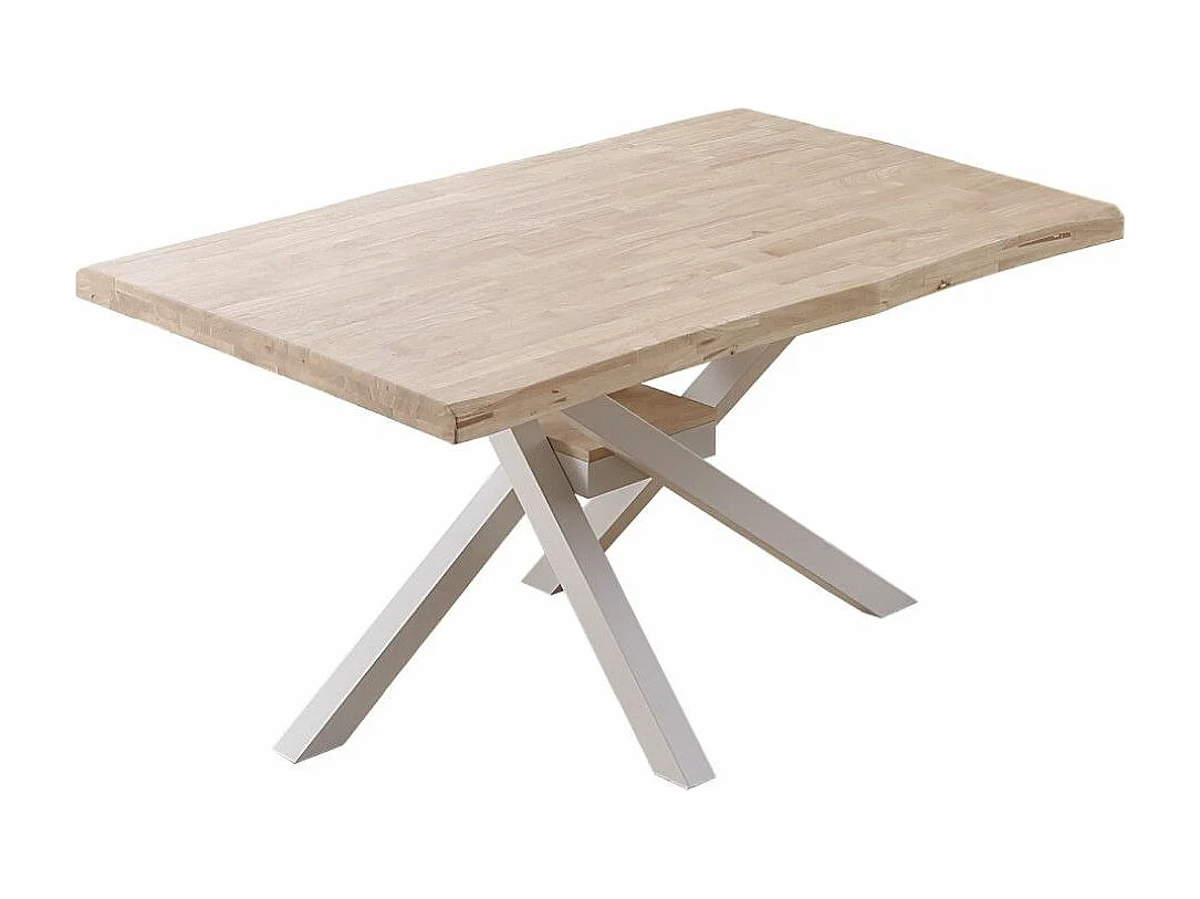 Mesa de comedor de 76x150x90 cm en color roble nordish y patas metálicas blancas Gael