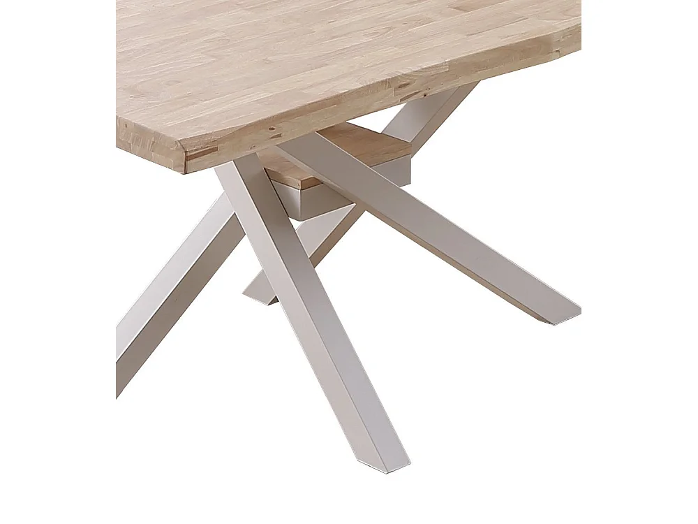 Mesa de comedor de 76x150x90 cm en color roble nordish y patas metálicas blancas Gael