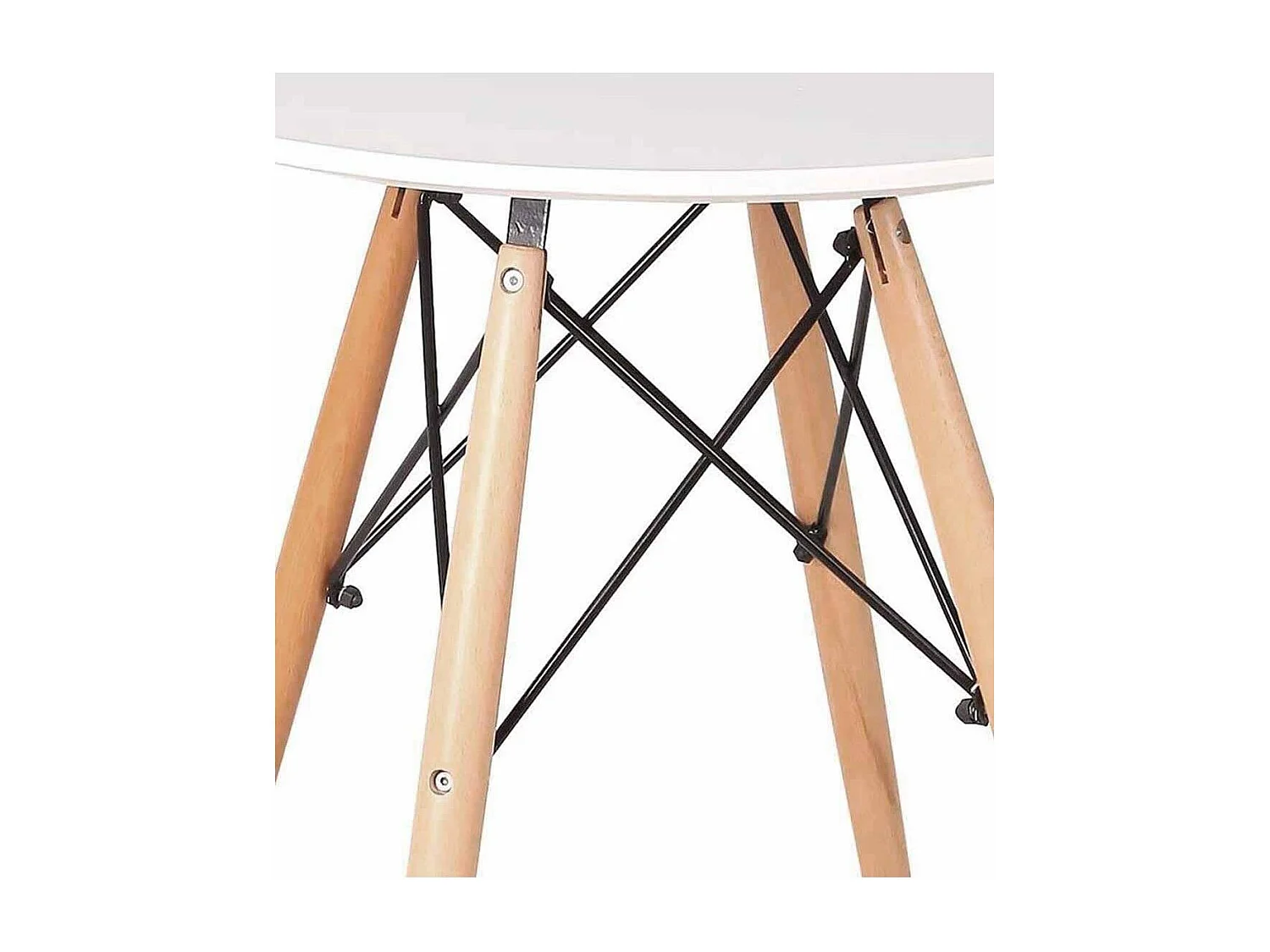 Mesa de comedor redonda de 75x80 cm con patas de madera y sobre en color blanco Nórdica