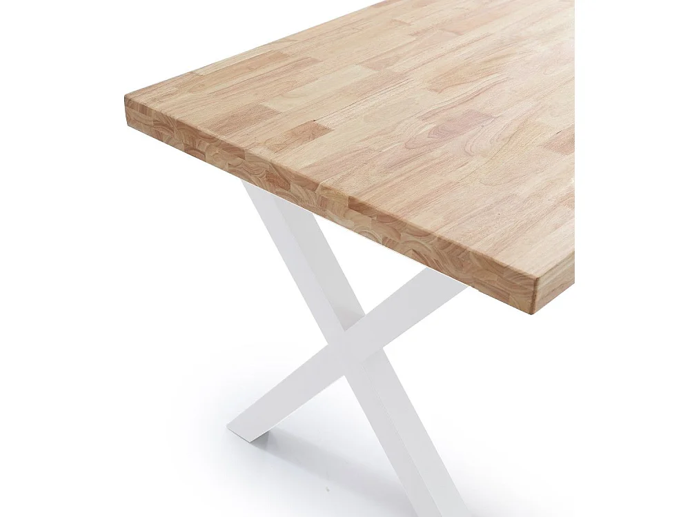 Mesa de comedor estilo industrial de 160x90x76 cm de madera y patas blancas en 'X' Darek