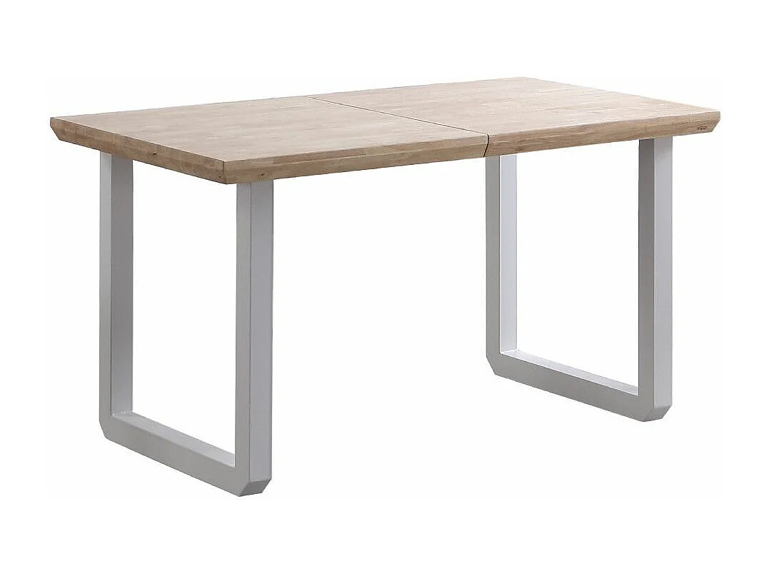Mesa de comedor extensible de 77x80x148-180-220 cm en roble nordish y patas blancas Jack