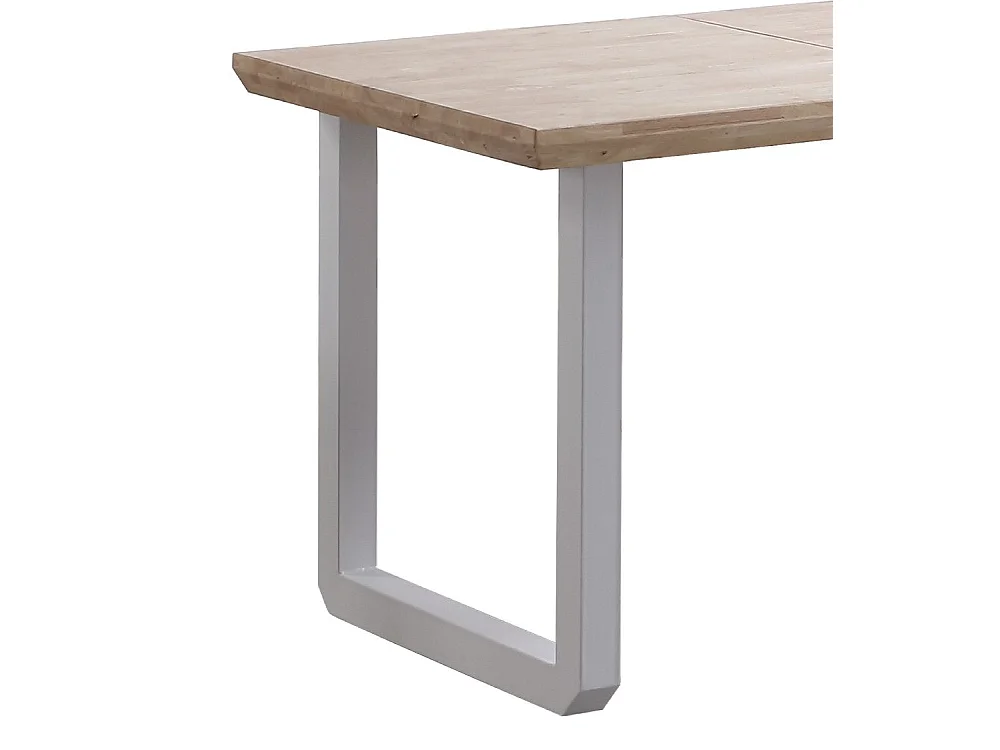 Mesa de comedor extensible de 77x80x148-180-220 cm en roble nordish y patas blancas Jack