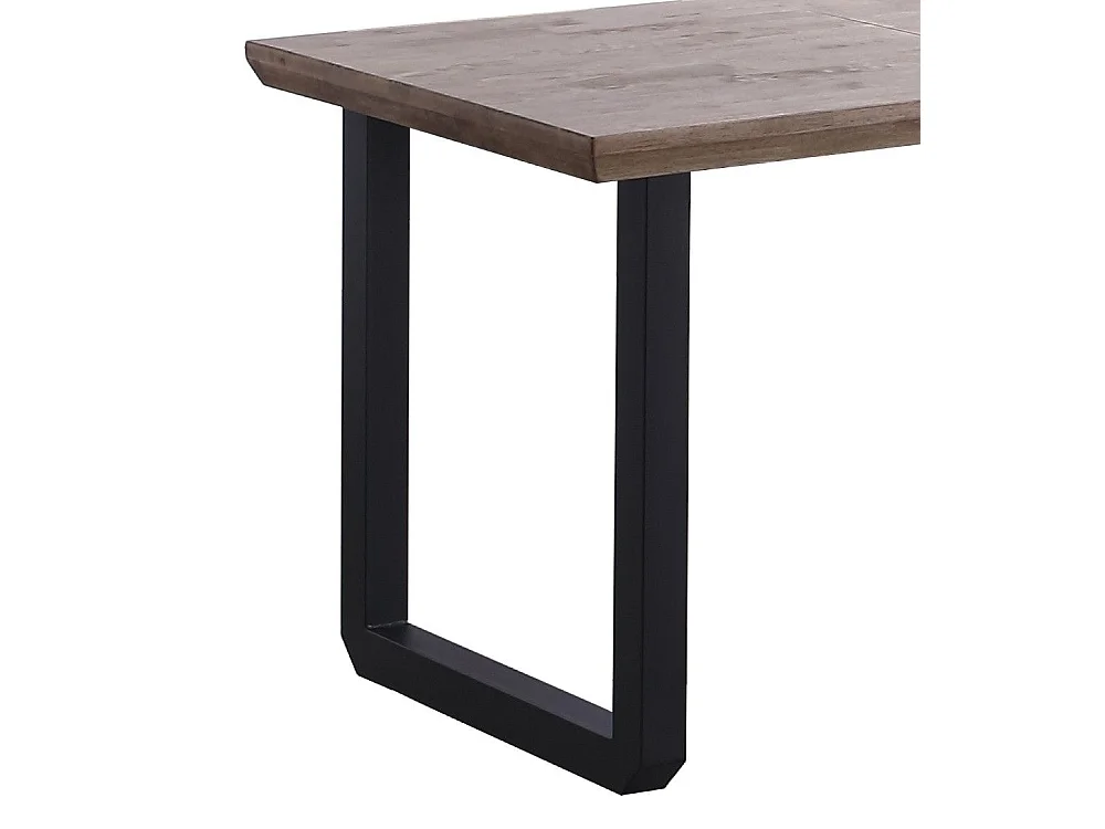 Mesa de comedor extensible de 77x80x148-180-220 cm en roble honey y patas negras Jack