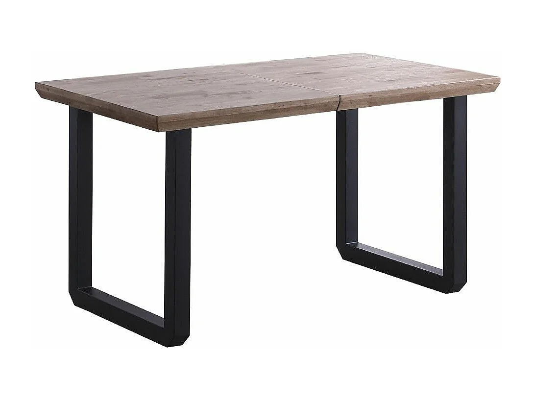 Mesa de comedor extensible de 77x80x148-180-220 cm en roble honey y patas negras Jack