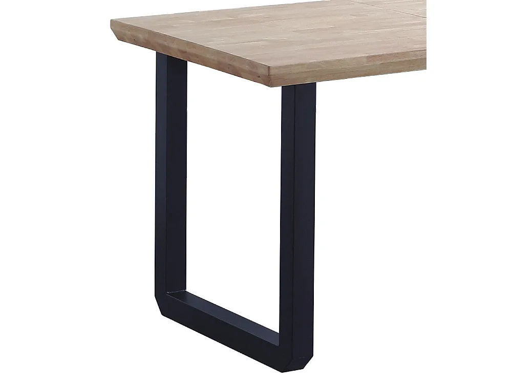 Mesa de comedor extensible de 77x80x148-180-220 cm en roble nordish y patas negras Jack