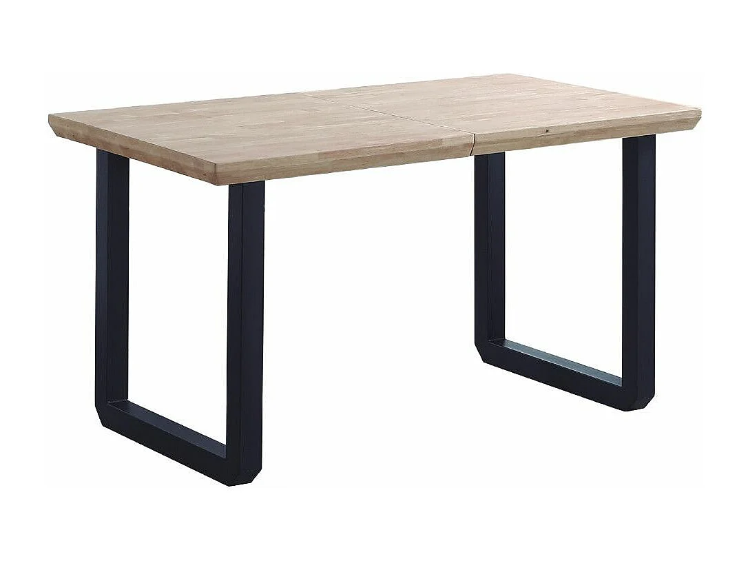 Mesa de comedor extensible de 77x80x148-180-220 cm en roble nordish y patas negras Jack