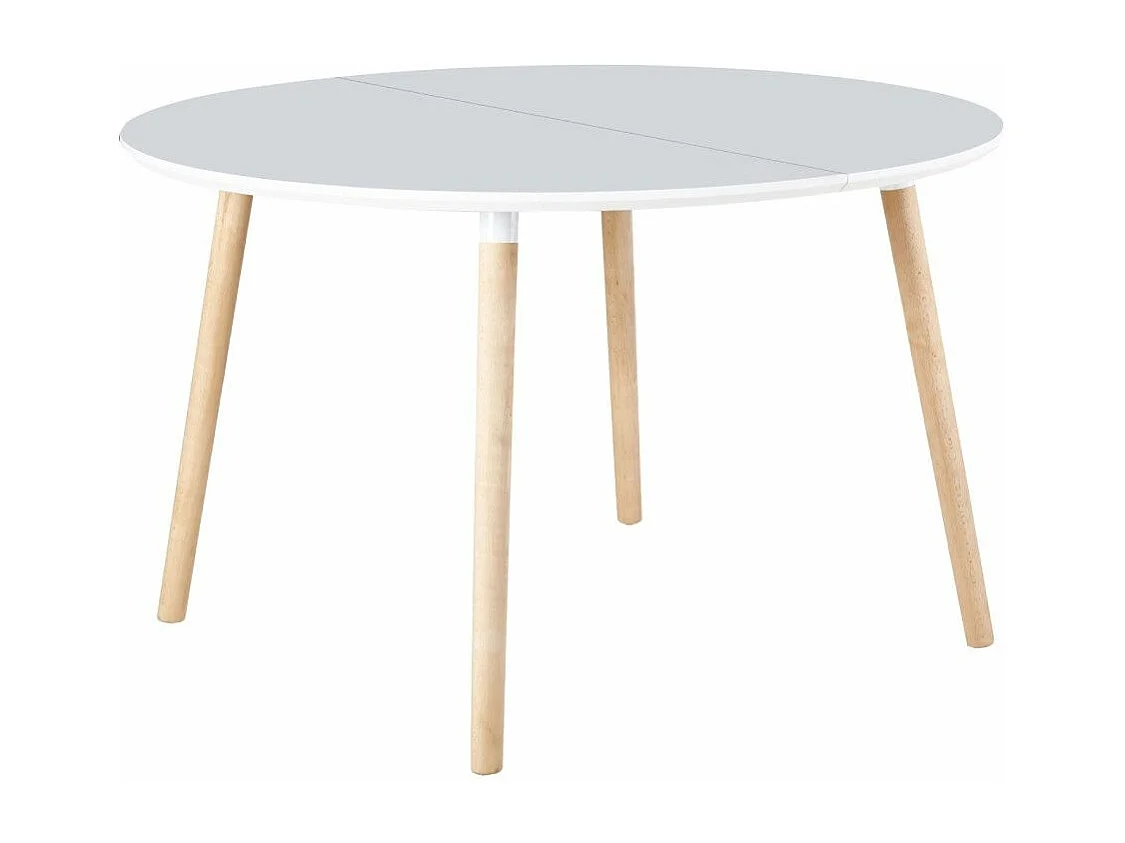 Mesa de comedor redonda extensible de 75x100-140-180x100 cm en color blanco Nórdica