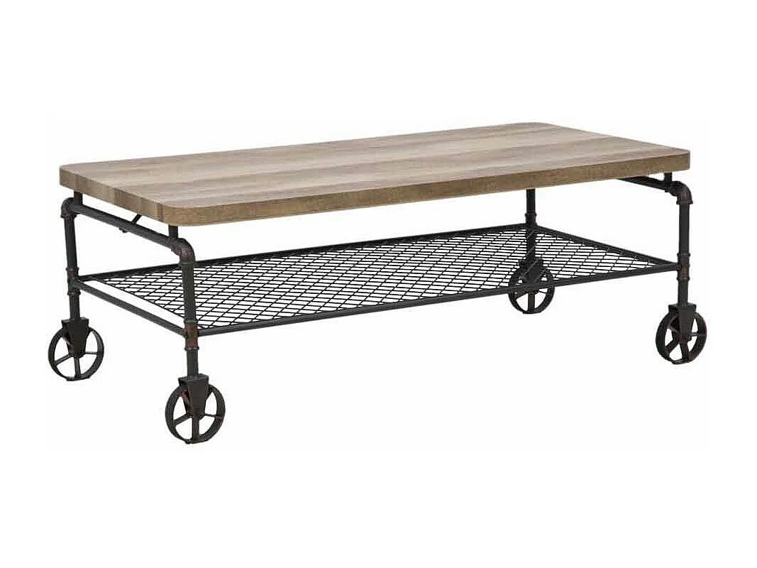 Mesa de centro estilo industrial de 46x126x63 cm en color roble sonoma Rustic