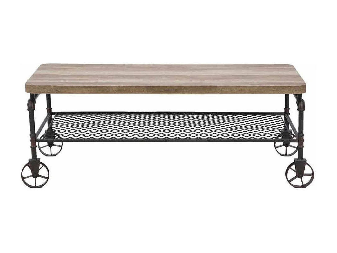 Mesa de centro estilo industrial de 46x126x63 cm en color roble sonoma Rustic