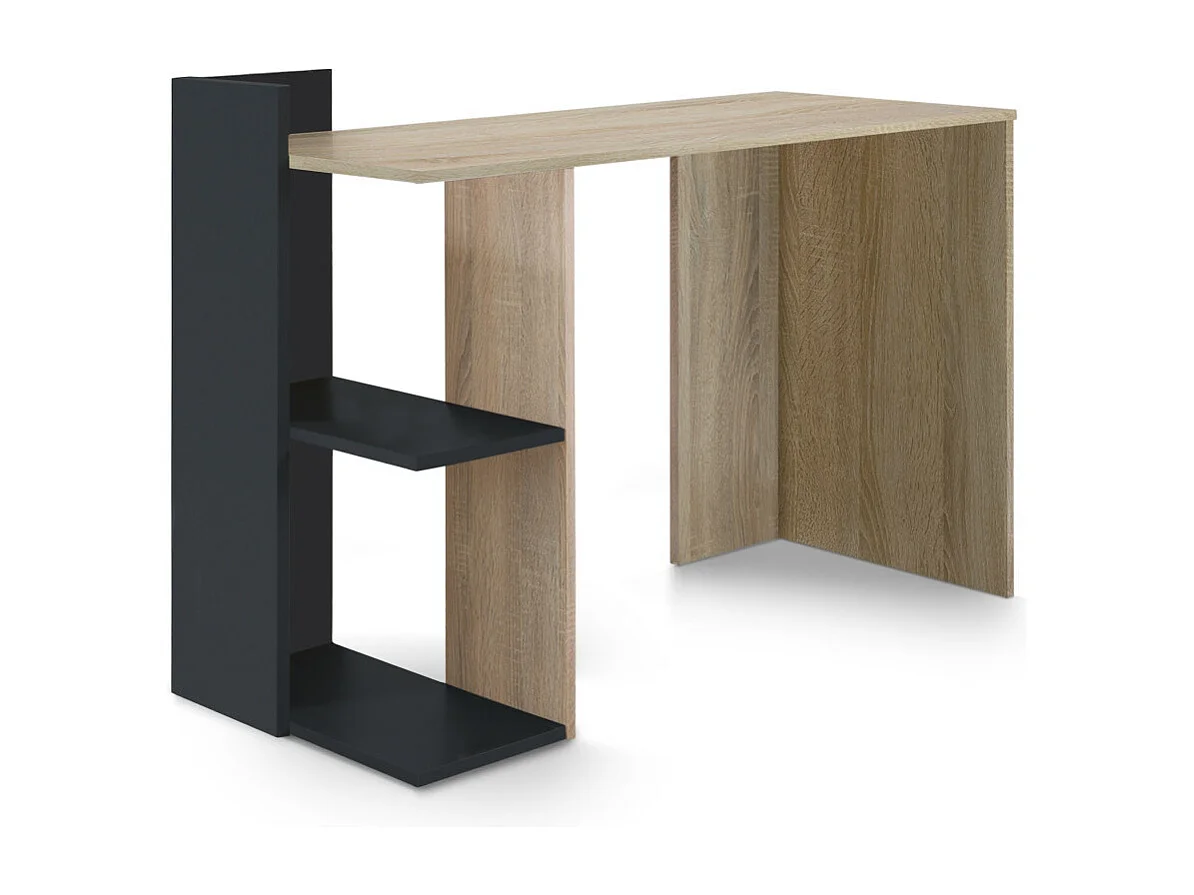 Mesa de escritorio de 120x76x50 cm de estilo industrial en color roble y antracita Tokio