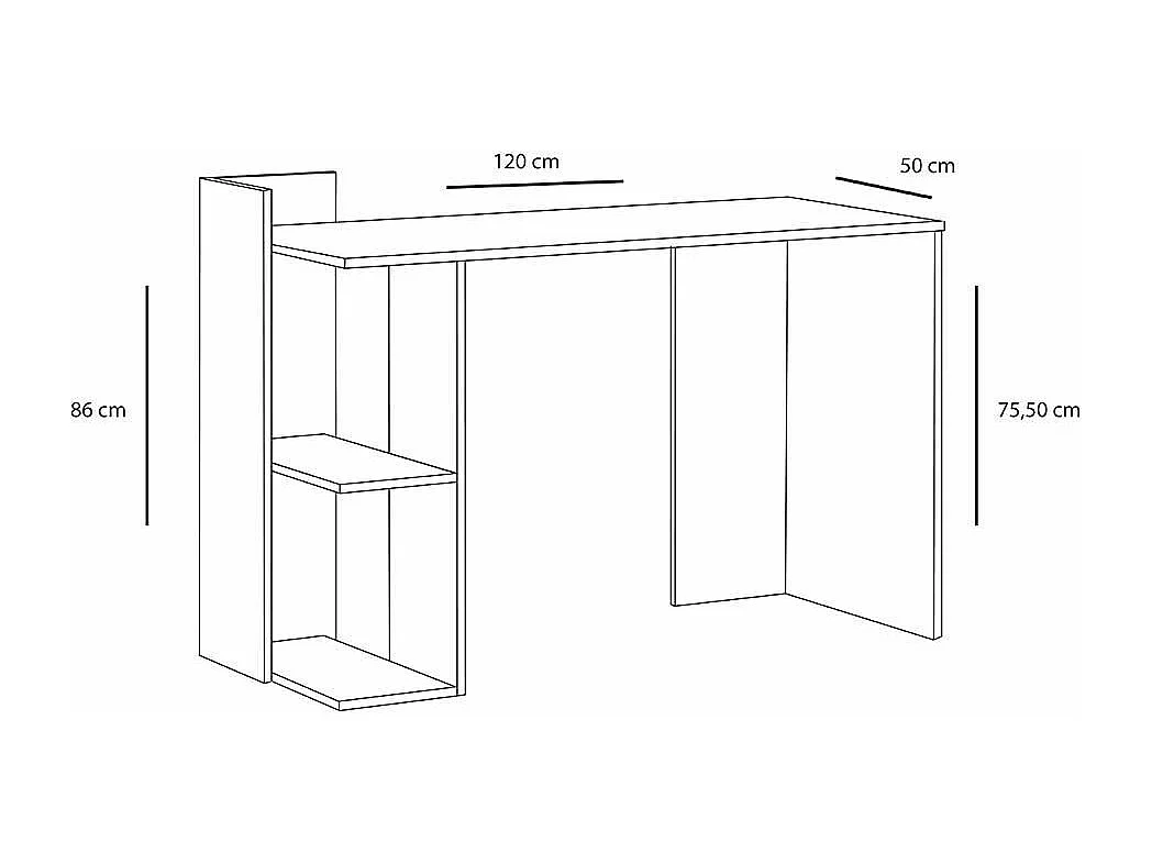 Mesa de escritorio de 120x76x50 cm de estilo industrial en color roble y antracita Tokio