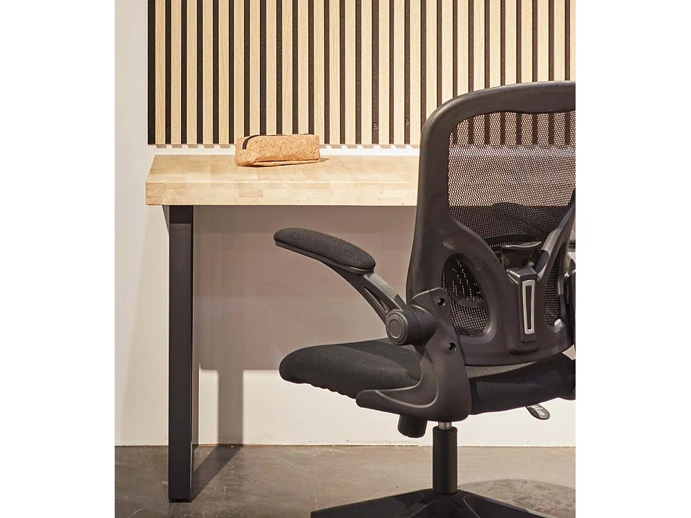 Mesa de estudio estilo industrial de 120x60x73 cm de madera y patas negras Darek