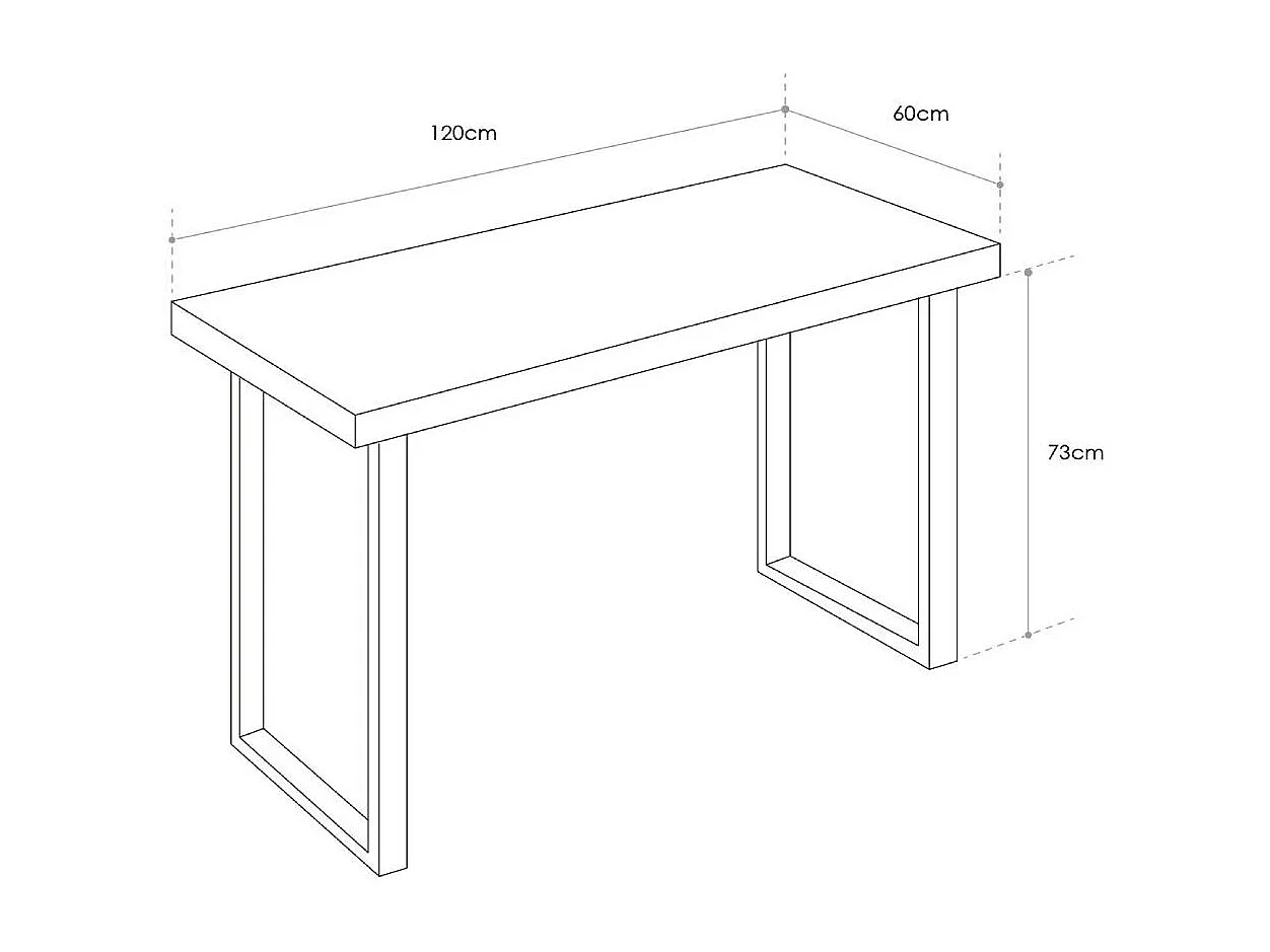 Mesa de estudio estilo industrial de 120x60x73 cm de madera y patas negras Darek