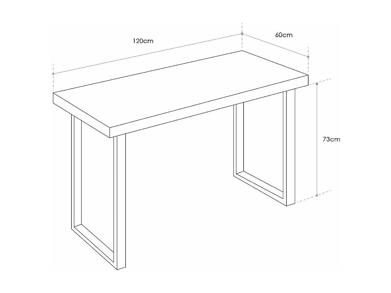 Mesa de estudio estilo industrial de 120x60x73 cm de madera oscura y patas negras Darek