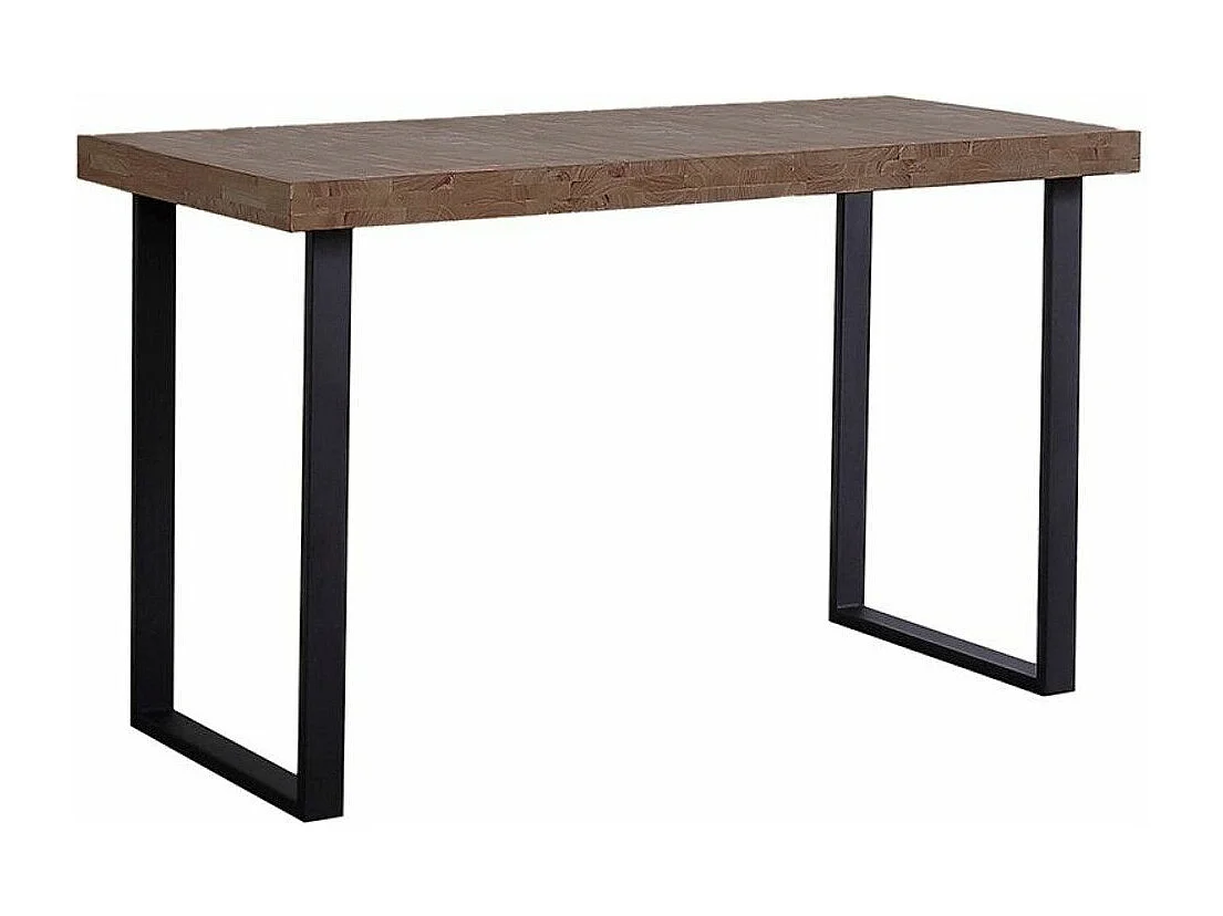 Mesa de estudio estilo industrial de 120x60x73 cm de madera oscura y patas negras Darek