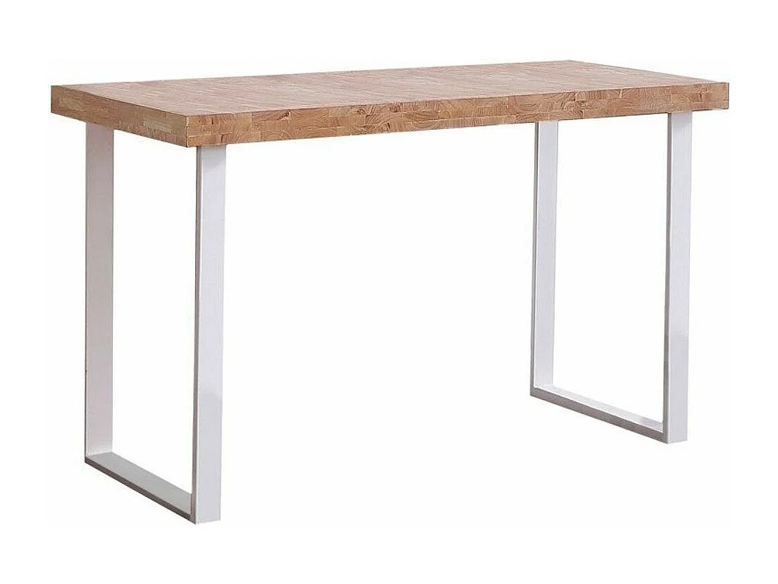 Mesa de estudio estilo industrial de 120x60x73 cm de madera y patas blancas Darek