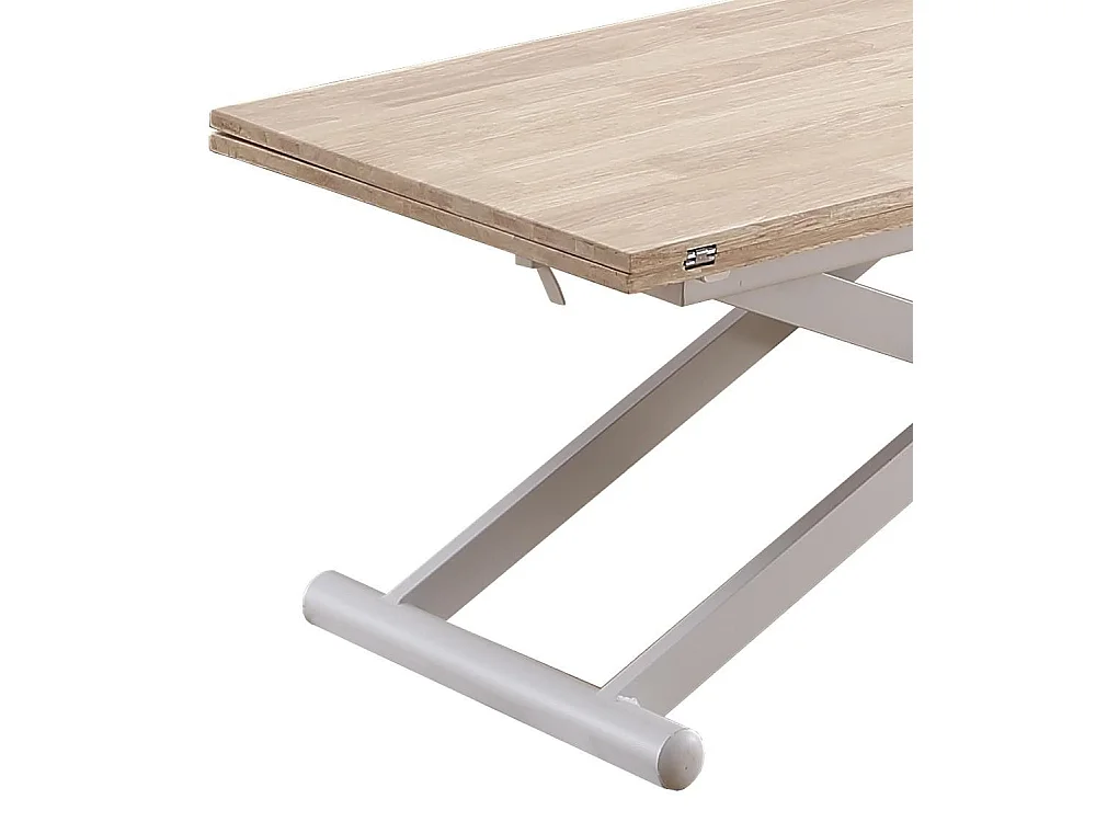 Mesa de centro convertible en mesa de comedor de 49-76x110-114x57-110 cm pata blanca Xana