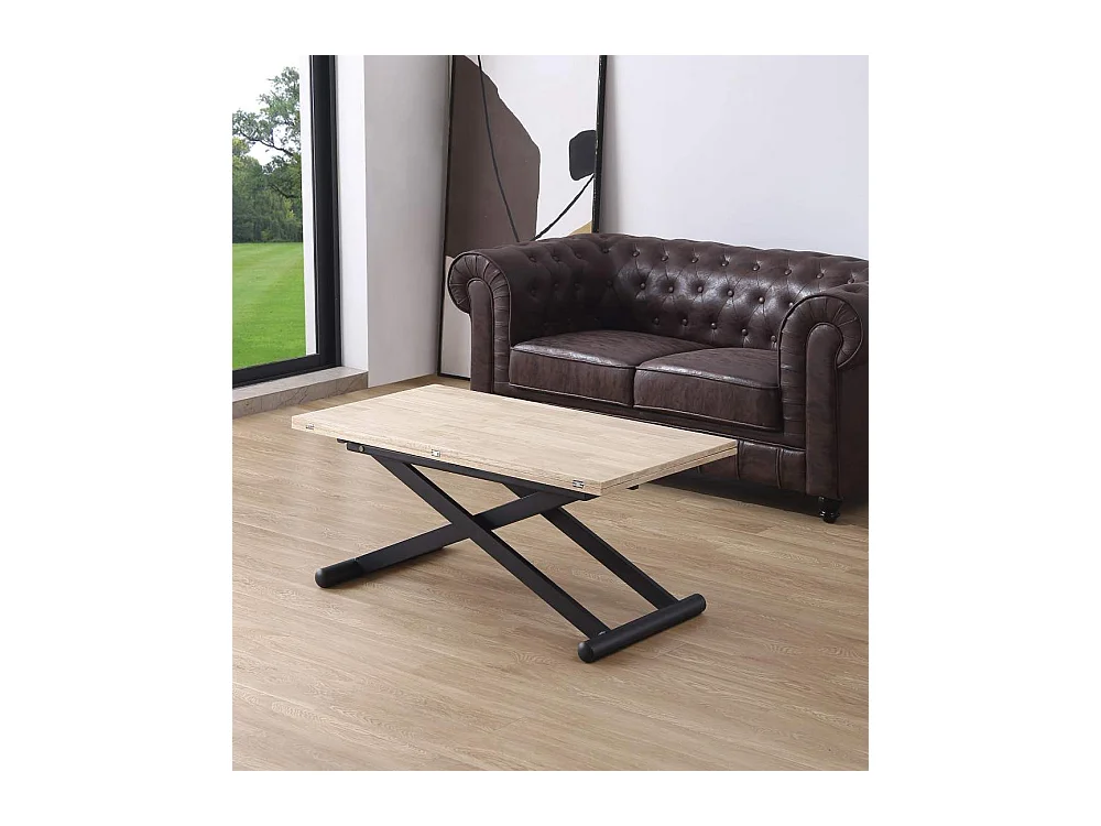 Mesa de centro convertible en mesa de comedor de 49-76x110-114x57-110 cm pata negra Xana
