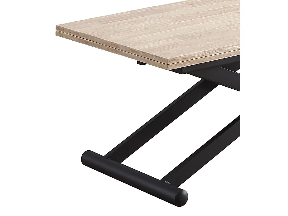 Mesa de centro convertible en mesa de comedor de 49-76x110-114x57-110 cm pata negra Xana