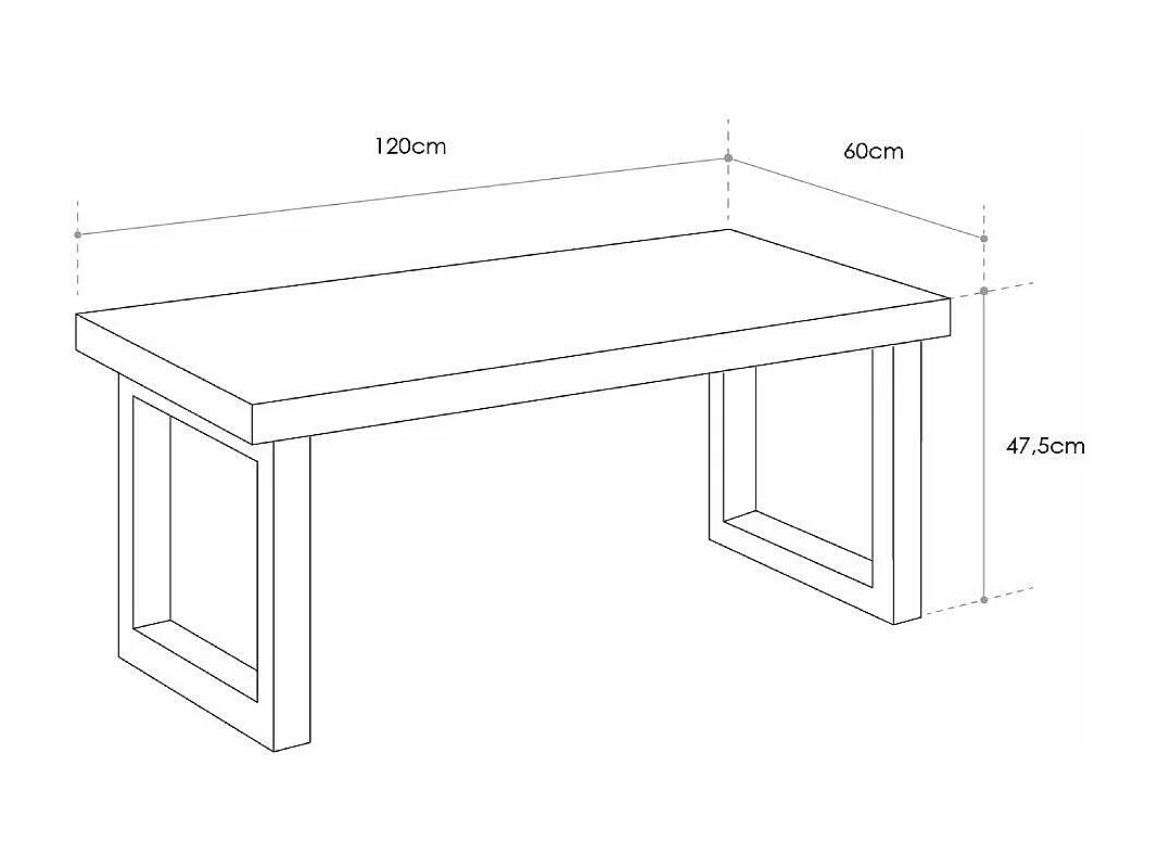 Mesa de centro elevable de 120x60x48 cm con sobre de madera oscura y patas negras Darek